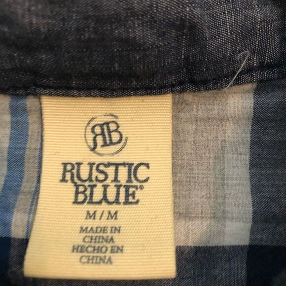 Rustic Blue button up plaid men’s shirt - Picture 3 of 5